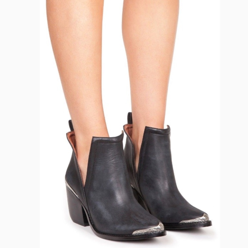 Jeffrey Campbell Black Ankle Boots with Silver Accents